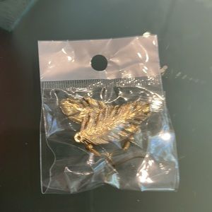 Wire drop gold bejeweled costume jewelry feather earrings